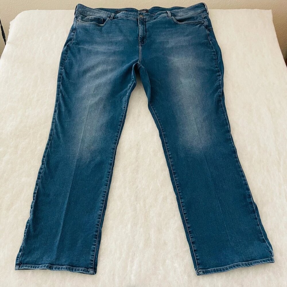 NYDJ Womens Denim Blue High Rise Stretch Marilyn Uplift Straight Jeans Size 28W
